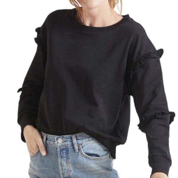 Evereve Sweaters - Evereve Women's Sonia Ruffle Sweatshirt Black size XS